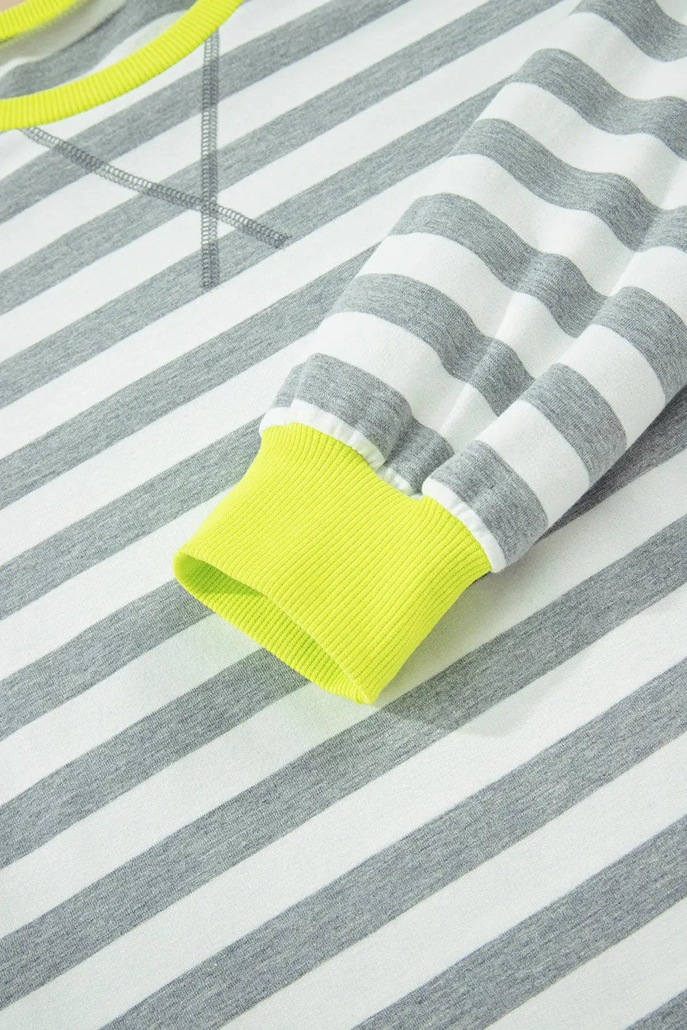 Premium Gray Stripe Ribbed Long Sleeve Blouse Plus Shorts Set Dear-Lover Dropshipping